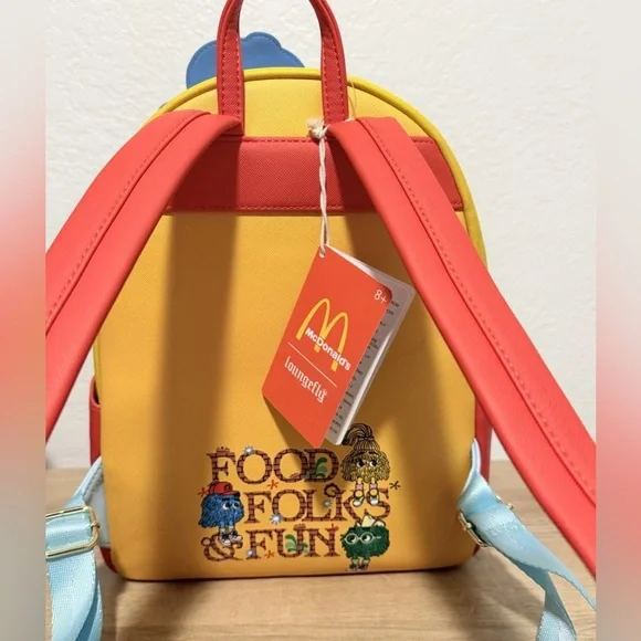 McDonald's Vintage Fry Kids Triple Pocket Mini Backpack Loungefly - Picture 8 of 12